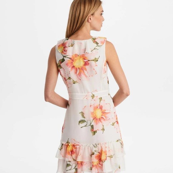 Karl Lagerfeld Paris Floral Chiffon Tiered Dress - Picture 2 of 10